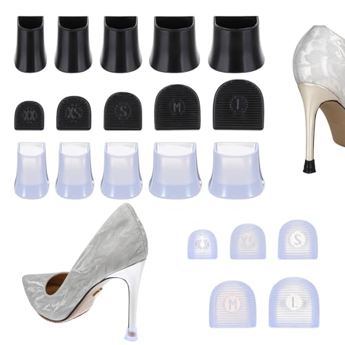 SHENLIU 10 Paar Absatzschoner High Heels, Gummiüberzüge Absatzschoner Sohle für Schuhe, 5 Größen Ersatz Sohlenschutz Fersenpolster Antirutsch Fersenkappen Schutz für Gras Hochzeit Freien Aktivitäten
