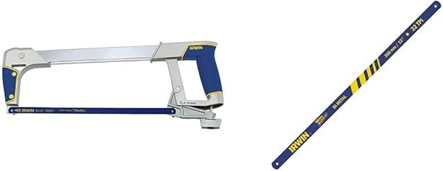 Irwin 10504407 I-125 New Professional Metal Hacksaw and Blade with Soft Grip, 300mm & 10504525 300mm/ 12-inch x 32tpi Bi-Metal Hacksaw Blades (Pack of 2)