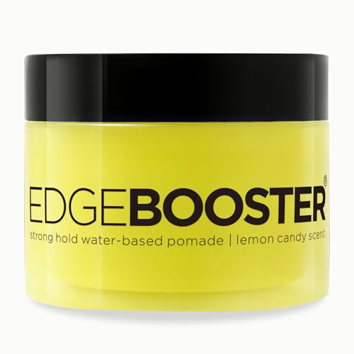 Style Factor Edge Booster Strong Hold Water-Based Pomade | Formulated with Argan Oil for Moisture & High Shine | Long Lasting Edge Control Gel | Lemon Candy, 3.38 oz