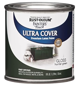 Rust-Oleum 1938730 Painter's Touch Latex Paint, Half Pint, Gloss Hunter Green