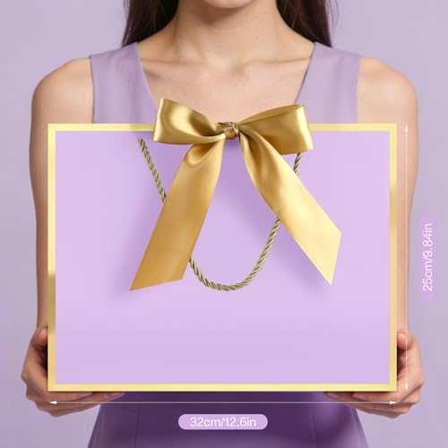Image of JMANNI Gift Bags with Handles, 13 inch Medium Gift Bags with Tissue Paper | 2 Pcs Light Purple Bags, 4 Tissue Paper and 2 Cards, for Baby Shower, Wedding Bridal Shower, Birthday Party