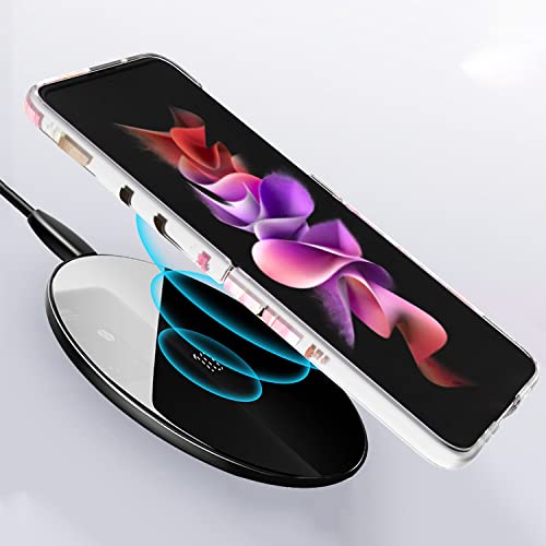 Nkase For Samsung Galaxy Z Flip 4 Case, Samsung Z Flip 4 Case, Cute Samsung Flip 4 Case Clear Bumper Z Flip 4 Cover Shockproof Women Girls Men Protective Case For Galaxy Z Flip 4 5G 2022 Case, Sakura #TOP3