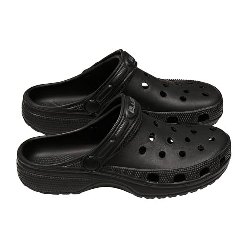 ARRIA AirClog Classic Shoes, Unisex, Lightweight Slip-On Clogs with 360° Comfort, Breathable, Quick-Dry, Customizable Charms for Travel, Beach, Nurses, Gym & Home (Medium, Black)