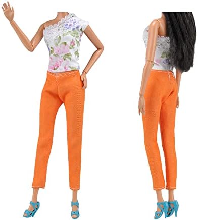E-TING 5 Sets Fashion Handmade Causal Clothes Blouse Pants Outfits for 11.5 inches tall Doll Gift for Girls (Doll is Not Included) (40784)