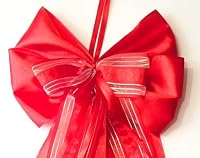 CaPiSo 20x40 cm Große Satin-Doppelschleife ohne Basteln Schleife Geburtstag Weihnachtsschleife Weihnachten Hochzeit Doppelschleife Satinschleife (Rot-Herzen-Gold) – Ansicht 2