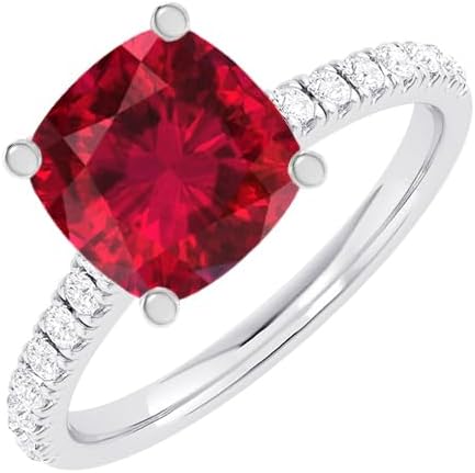 Houston Diamond District 1 to 5.5 Carat Cushion Platinum Natural Gemstone and Diamond Engagement Ring (AAAA Heirloom Quality)
