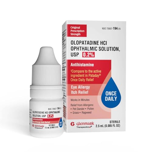 glenmark therapeutics olopatadine eye drops for allergies redness relief antihistamine eye drops allergy relief from pet dander pollen grass ragweed works in minutes olopatadine hcl 02 25ml