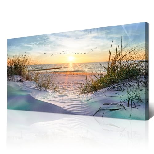 Wapluam Large Canvas Wall Art For Living Room Wall Decor For Office Bedroom Decorations Sea Beach Wall Paintings Prints Artwork Ocean Seascape Scenery Pictures Modern Home Decor Art Work 60X30 in by Wapluam - Used condition - US$115.02
