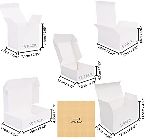 Belle Vous 50 Pack White Kraft Gift Boxes - 5 Assorted Sizes - Easy to Assemble Cardboard Presentation Favour Present Box with Lids - Parties, Birthdays, Weddings & Holiday Gifts
