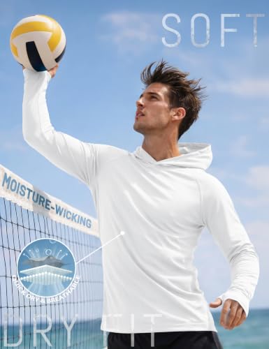 Image of KEFITEVD Men's Sun Hoodie Long Sleeve Fishing UPF 50+ SPF Quick Dry Shirts