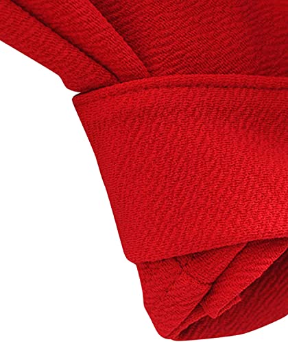 Image of TASHVIKA'S Women's Long Sleeve V Neck Tie Knot Wrap Blouse Top