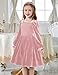Arshiner Toddler Velvet Dress Smocked Puff Long Sleeve Cute Pink Princess Valentine Party Dresses for Girls 5-6 Y