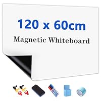 JOMUSAGA Whiteboard Folie, 120 x 60 cm, magnetisch selbstklebende Weißwandtafel Folie, Whiteboard Sticker DIY, inklusive Marker, Schwamm und Magnete, für Schule, Büro und Zuhause