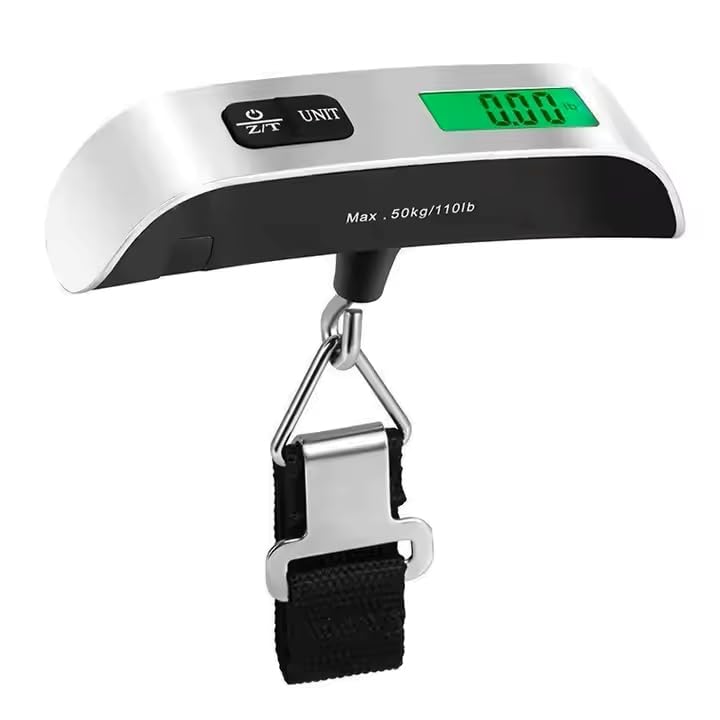Digital Luggage Scale with LCD Display, Electronic Hanging Weight Balance, 110 lb Capacity
