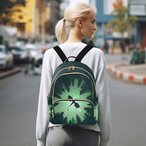 Image of Mini Backpack Forest Dragon Starry Sky Dragon Green Fashion Backpack Purse for Women,Handbag Shoulder Bag Casual Daypack, Ladies Gift for College Work (S)