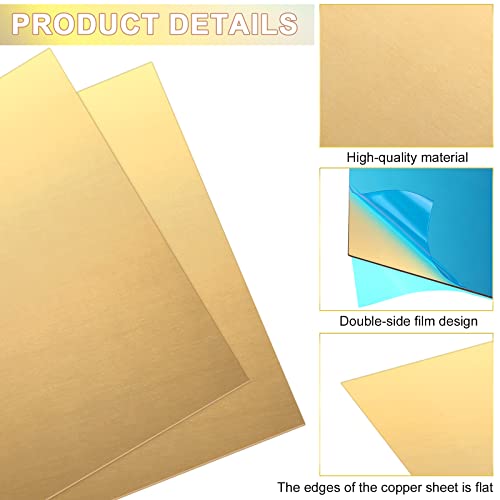 Nuogo NUOGO-BRASS-55 6 Pieces Brass Sheet 6 X 6 Inches 20 Gauge 0.8Mm Thickness Brass Plates Double Sided Film Attached Metal Shims Thin Metal Sheets thumb #2