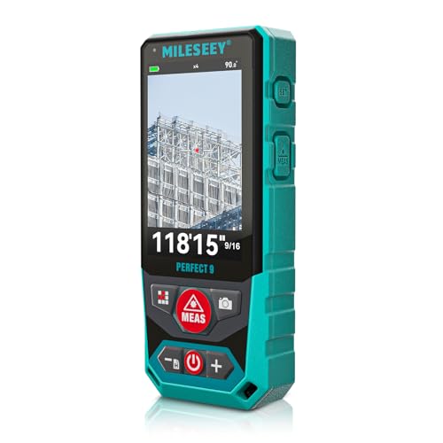 MILESEEY Outdoor Laser Measuring Tool, 985ft Professional Laser Distance Meter for Construction, 4X HD Zoom & 3