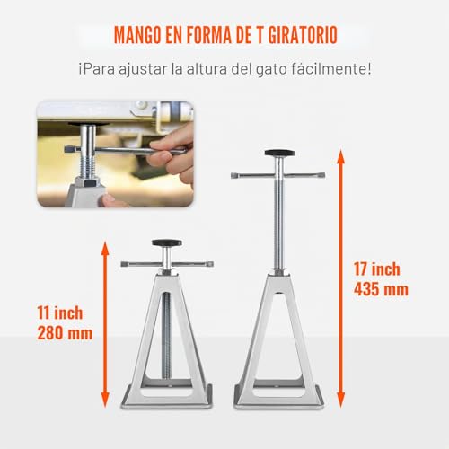 Miniatura 3 de Vevor 4 Pcs Gatos Estabilizadores Para Caravanas Caballete De Apoyo Para Vehículos Carga De 2,72 T Cada Uno Soporte De Aluminio Para Caravanas Altura Ajustable 280-435 Mm Para Nivelación De Remolques