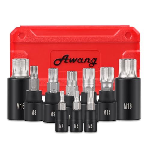 Awang XZN Triple Square Spline Bit Socket Set M4-M18 Socket Set