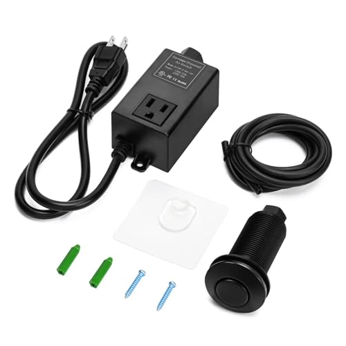 Garbage Disposal Air Switch Kit for SinkTop Waste Disposal with Stainless Steel Black Long Air Button by Briidea