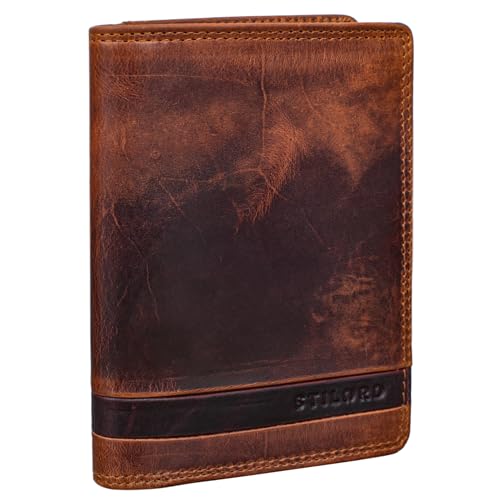 Portefeuille vertical homme cuir véritable de qualité supérieure marron