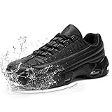 LARNMERN Zapatos Antideslizantes Hombre Zapatillas de Cocina Hosteleria Calzado Casuales Chef Camina Impermeable Cordones sin Puntera Moda Air Cushion Sneakers,Negro/45EU