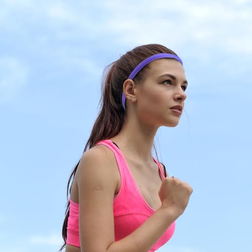 Image of Duufin 20 Pieces Elastic Sport Headbands for Women Men Girls Non Slip Workout Headband Colorful Thin Elastic Headbands, 13 Colors
