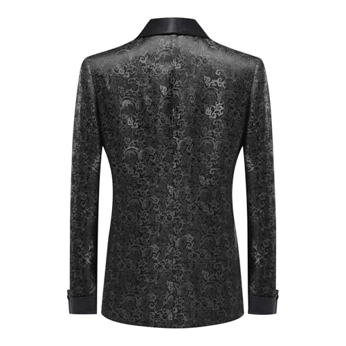 Cloudstyle Mens Tuxedo 2 Piece Suit Jacquard Pattern Shawl Lapel Formal Prom Dinner Dress Suit Set3