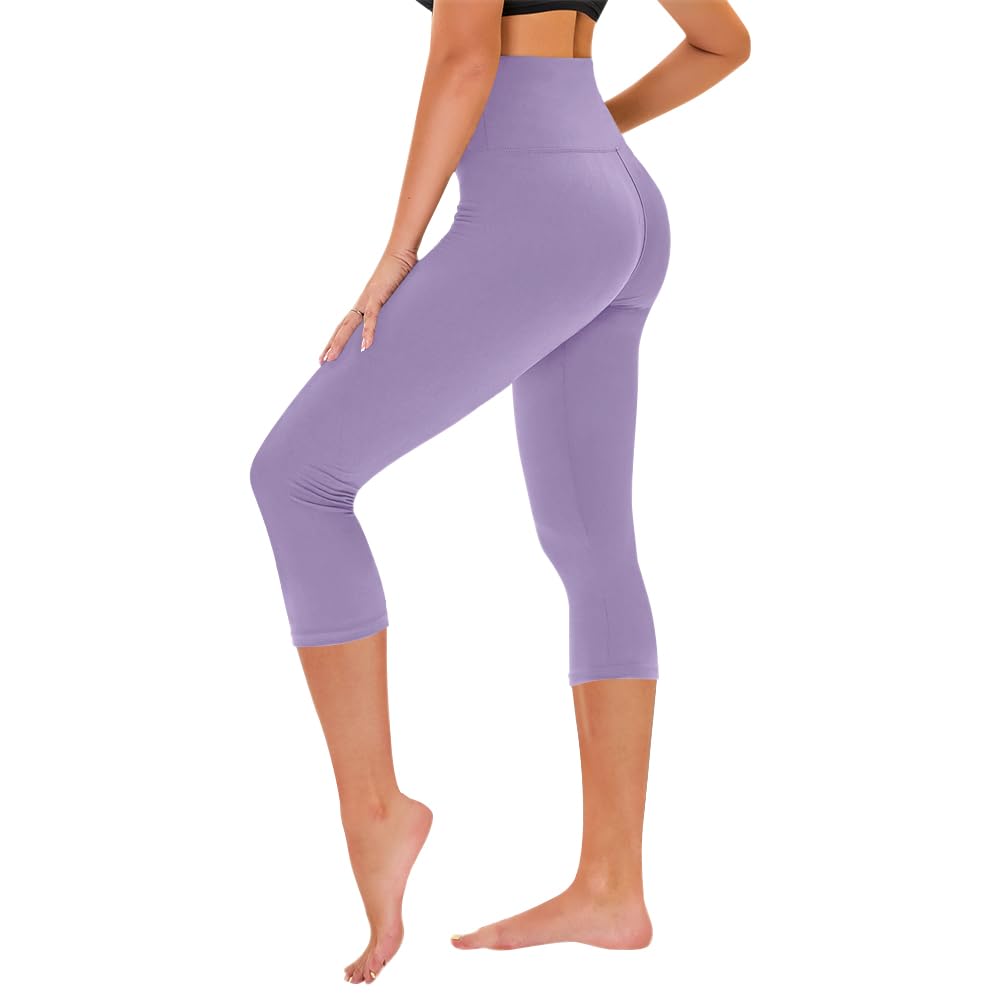TNNZEET Capri Leggings for Women - Tummy Control High Waisted Soft Yoga Pants for Gym Workout
