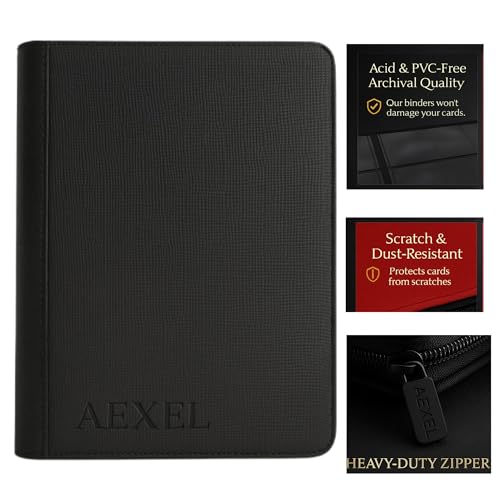 Image of Premium Trading Card Zipper Binder 360 Card Capacity 9 Pocket Pu material For Trading Cards, Sports Cards, TCG Cards (Jet Black)