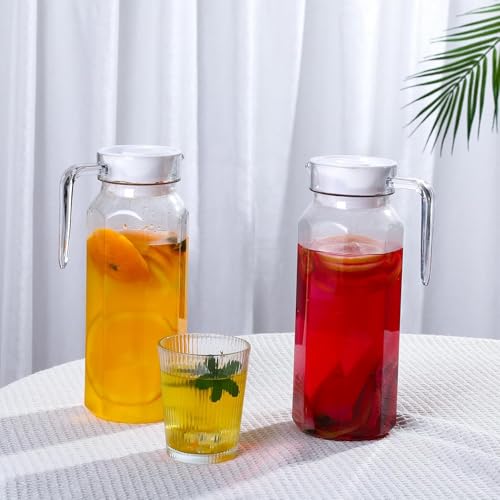 Image of Premium Water and Juice Glasses and Jug Set Combo [6 Piece Glass 250ML & 1 Piece Jug 1 Liter] Transparent Pitcher Set for Dining Table, Home & Restaurant,Party (MTS - 13)