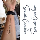 Oottati Semi Permanent Lasts 1-2 Weeks Waterproof Small Cute Temporary Tattoos, Realistic Look, No Adhesive, No Reflection Adult Body Art Stickers 2 Sheets Words Quotes Sine Metu Carpe Diem