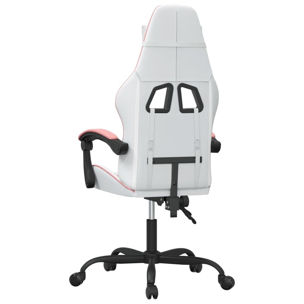 Tomostar Chaise Gaming, Chaise de Jeu Fauteuil Gamer Fauteuil de Bureau pivotante Blanc et Rose Similicuir