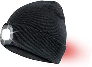 iN Thinsulate Warm Bright LED Dual Lit Beanie | USB Rechargeable Red and White Front and Back Headlamps with 3 Metre Beam  Great for Winter Sports, Running, Cycling and Construction