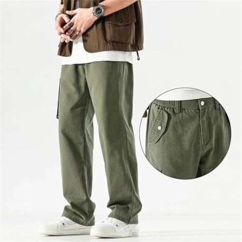 Men's Spring/Summer Cotton Loose Trousers Solid Color Multi-Pocket Work Pants Casual Wide Leg Streetwear2