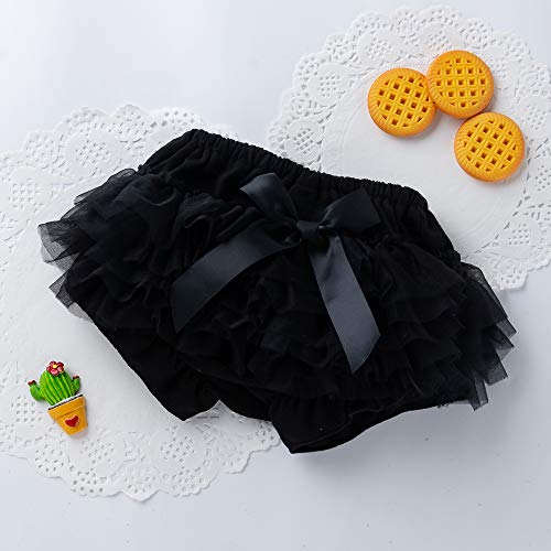 Lucky-Bb Baby Girls'tutu Bloomers Newborn Toddler Cotton Tulle Ruffle Diaper Covers With Bow Black, M-0-6 Months #TOP1