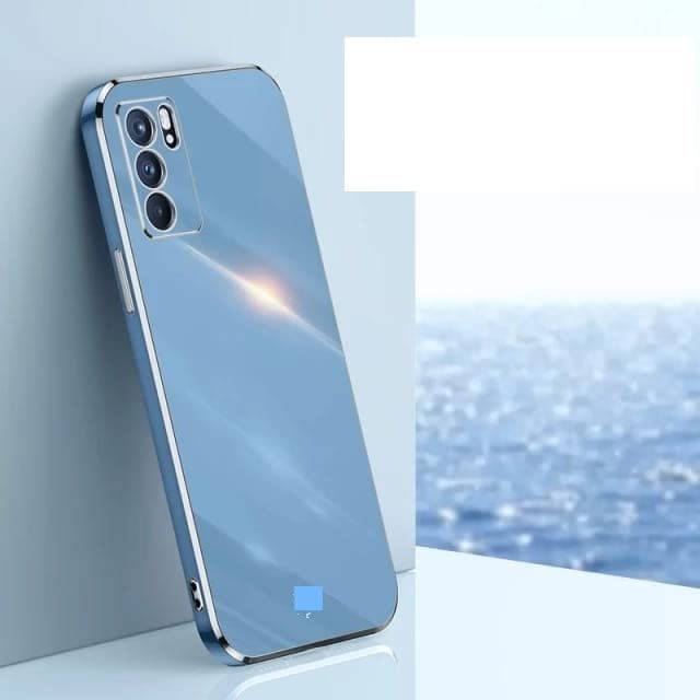 Image of Apurb Store for Oppo Reno 6 (5G) Plating Square Gold Frame Phone Case Luxury Soft Silicone Back Cover (for Oppo Reno 6 (5G), Blue)