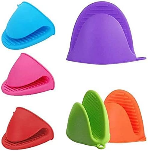 St@llion 1 Pair (2pc) Random Silicone Waterproof Heat Resistant Pot Holder Oven Mini Mitt for BBQ Cooking, Baking, Grilling & Microwave