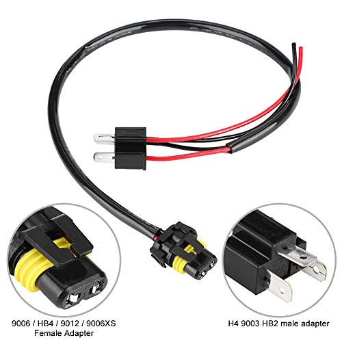 Duokon Adapter Converter Cable, 2pcs H4 Sockets to 9006 Bulbs Wire Harness Headlight Fog Light Conversion Adapter Cable