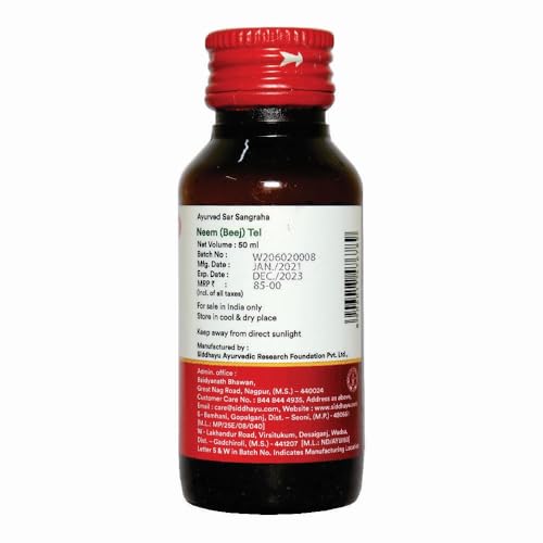 Image of Baidyanath Asli Ayurved Neem Oil (Tel) - 50 ml | Ayurvedic Herbal Oil for Skin, Hair & Scalp Care