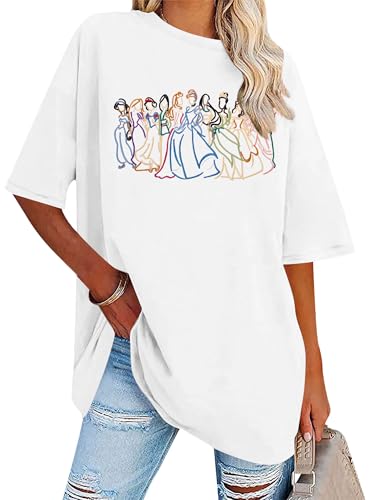 BANGELY Magical Shirt Women Cute Embroidered Magic Princess T-Shirt Family Vacation Shirt Casual Short Sleeve Tee Top