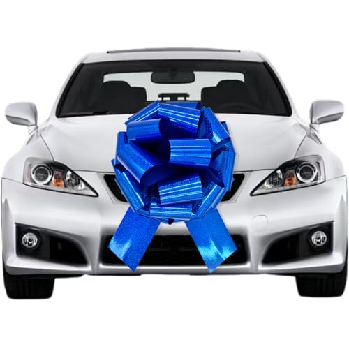 Image of 1Pcs Giant Blue Bow 14 Inch Big Gift Bow Large Pull Bow,Great Gift Bows for appliances,Bikes,Table Decorations and Party Events (Metallic Blue)
