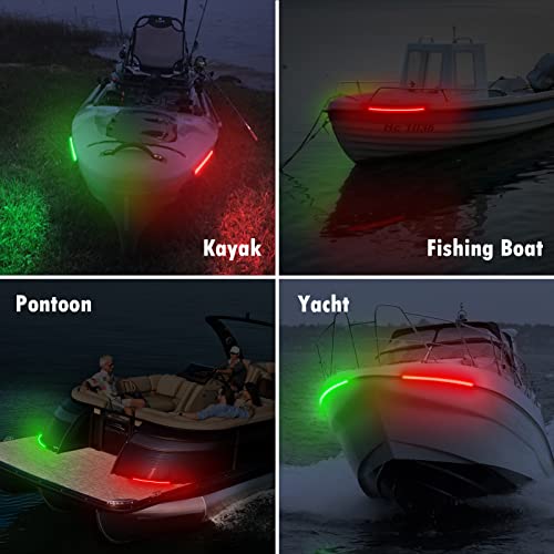 Obcursco Boat Navigation Lights, (1 Pair) 12 Inches Led Navigation Lights For Boats, Boat Lights Bow And Stern For Marine, Kayak, Jon Boat, Bass Boat, Fishing Boat And Pontoon (Red And Green) #TOP4