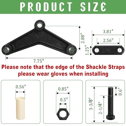 Image of Trailer Shackle Kit 7-3 /4 inch 256L with Equalizer for Tandem Axle, Fits 3,500-5,200 lbs Axles, Heavy Duty Leaf Spring Suspension Kit with Bolts, Bushings & Lock Nuts for Utility Boat RV Trailer