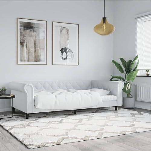 Owoxanthellate Sofá cama 2 en 1, color blanco, 80 x 200 cm, piel sintética, diseño moderno con espacio de almacenamiento, marco plegable para cama de invitados para salón y dormitorio