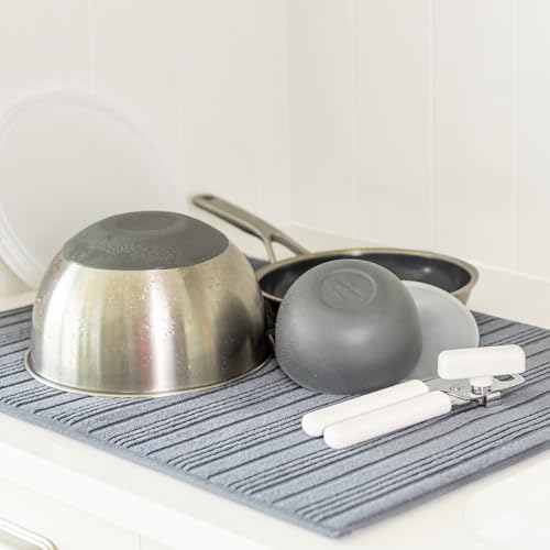 Tapis de séchage pour comptoir de cuisine KitchenAid réutilisable et lavable gris