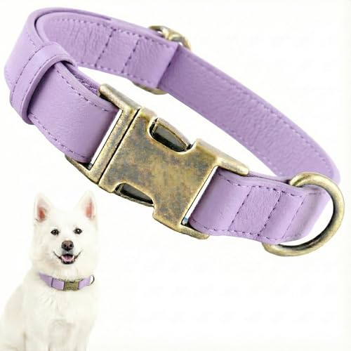 Image of B&F Dog Collar for Medium Dogs Silicone Leather Dog Collars Soft Flexible Waterproof Odor-Proof Durable Thick Classic Adjustable Pet Puppy Collar (Purple, Medium (12.5-20 inch Neck))