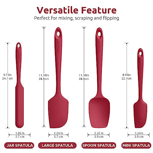 Image of U-Taste Silicone Spatula Set with 600 Degrees Fahrenheit Heat Resistant (Red)