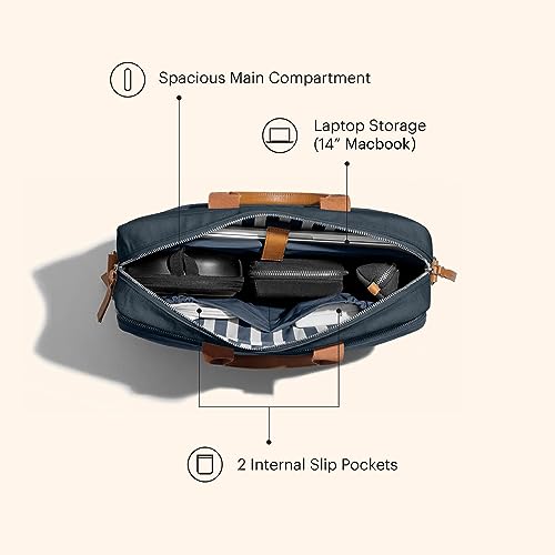 Image of DailyObjects 100% Cotton Canvas Commute Laptop Messenger Bag for Men & Women | Travel Shoulder Handbag With Trolley Sleeve | Metal Zip Closure | Leather Handles | Padded Laptop Compartment For 14 inch