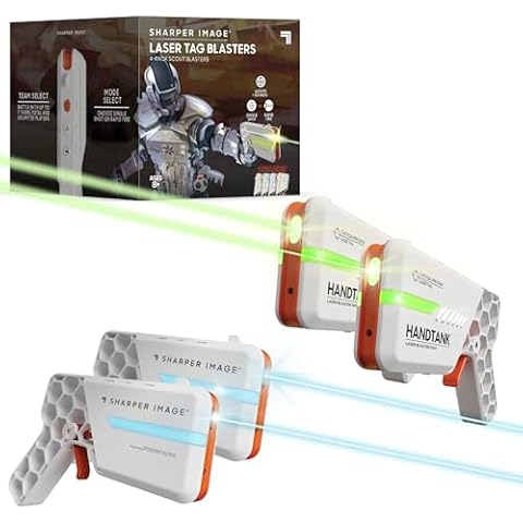Sharper Image® Laser Tag Blaster Set – 4-Pack with Lights & Sounds, 110-ft Range, 7 Team Colors, Dual Firing Modes| Indoor & Outdoor Game for Kids Teens Adults| Electronic Toy Gift| No Vests Needed Cover